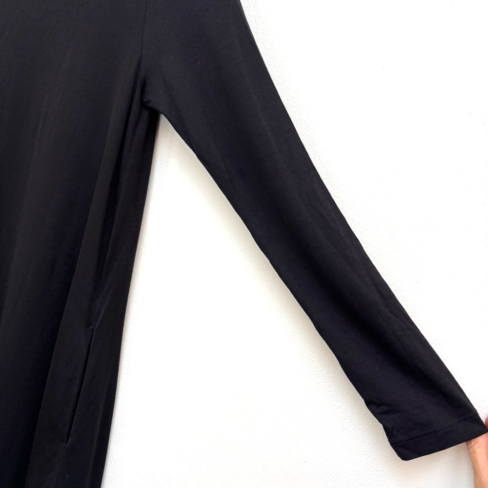 Wool& Merino Wool Rowena Swing Dress Long Sleeves Lagenlook Minimalist Black S - Picture 7 of 11